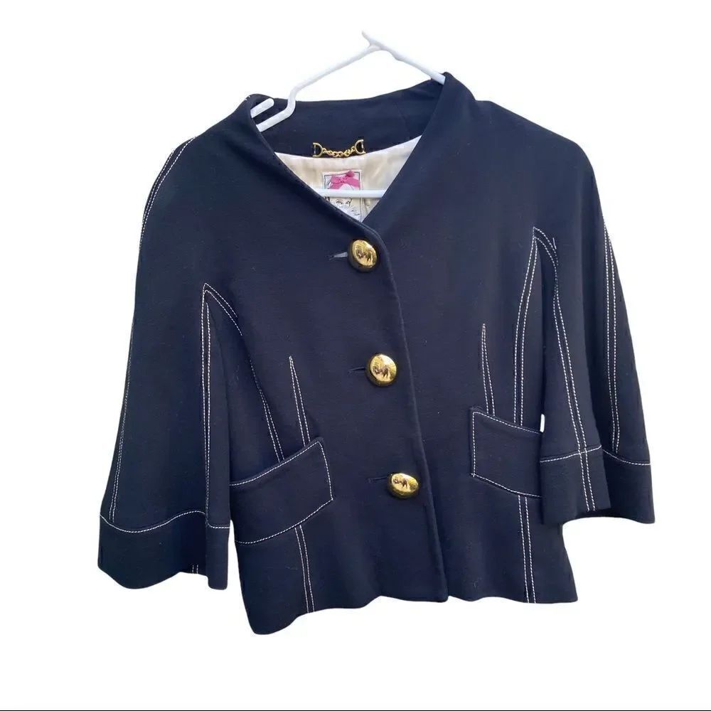Yoana Baraschi Nautical Blue Blazer Jacket Sz 6 Vintage